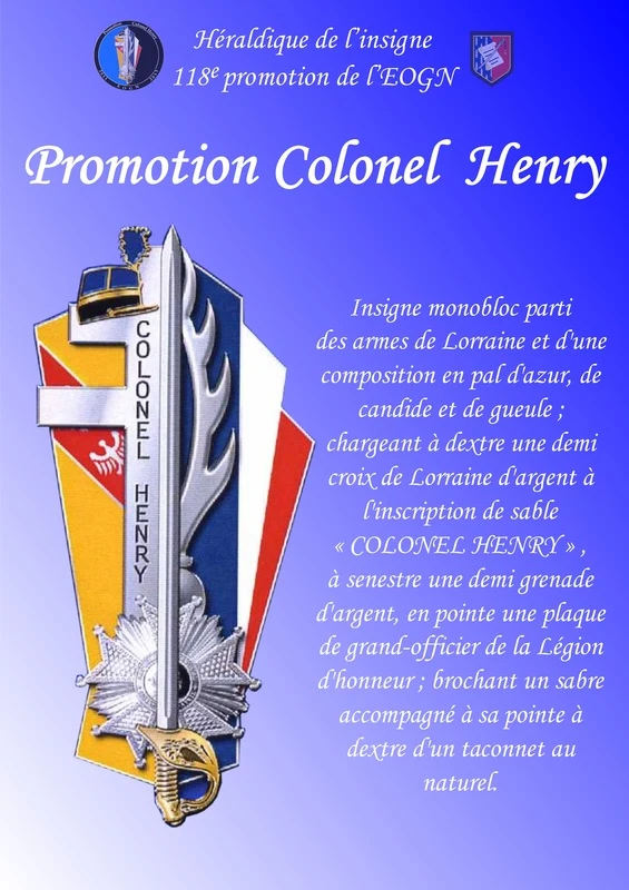 Héraldique de la promotion Colonel Adrien Henry