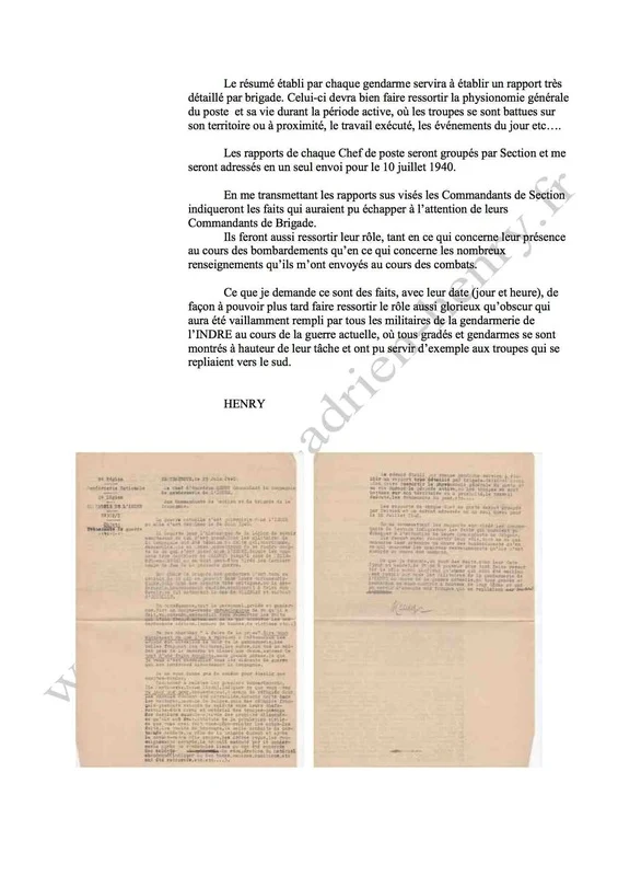 Ordres aux brigades - mémoires de la gendarmerie de l'Indre - juin 1940 - page 2