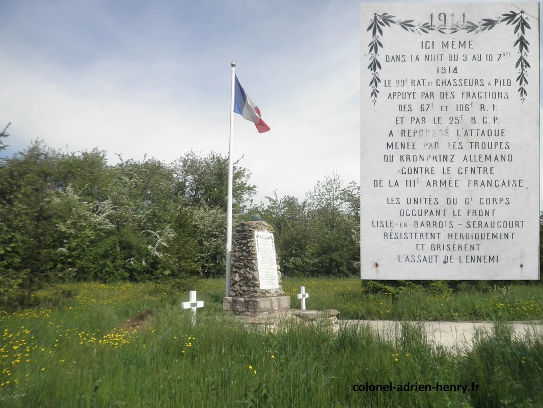 Emplacement des combats de la Vaux Marie